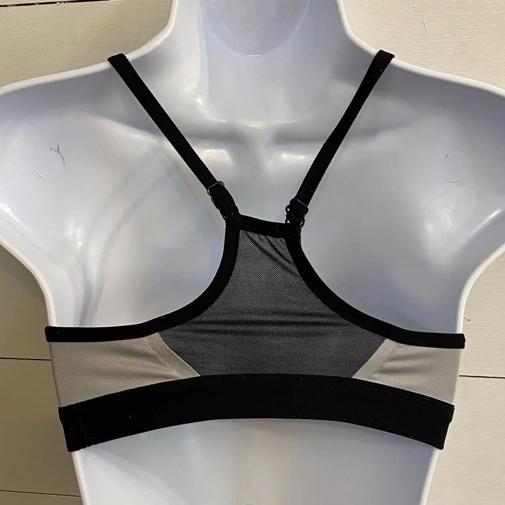 Nike Pro Indy Women’s S Gray/Black Mesh Panel Racerback Light Support Sports Bra